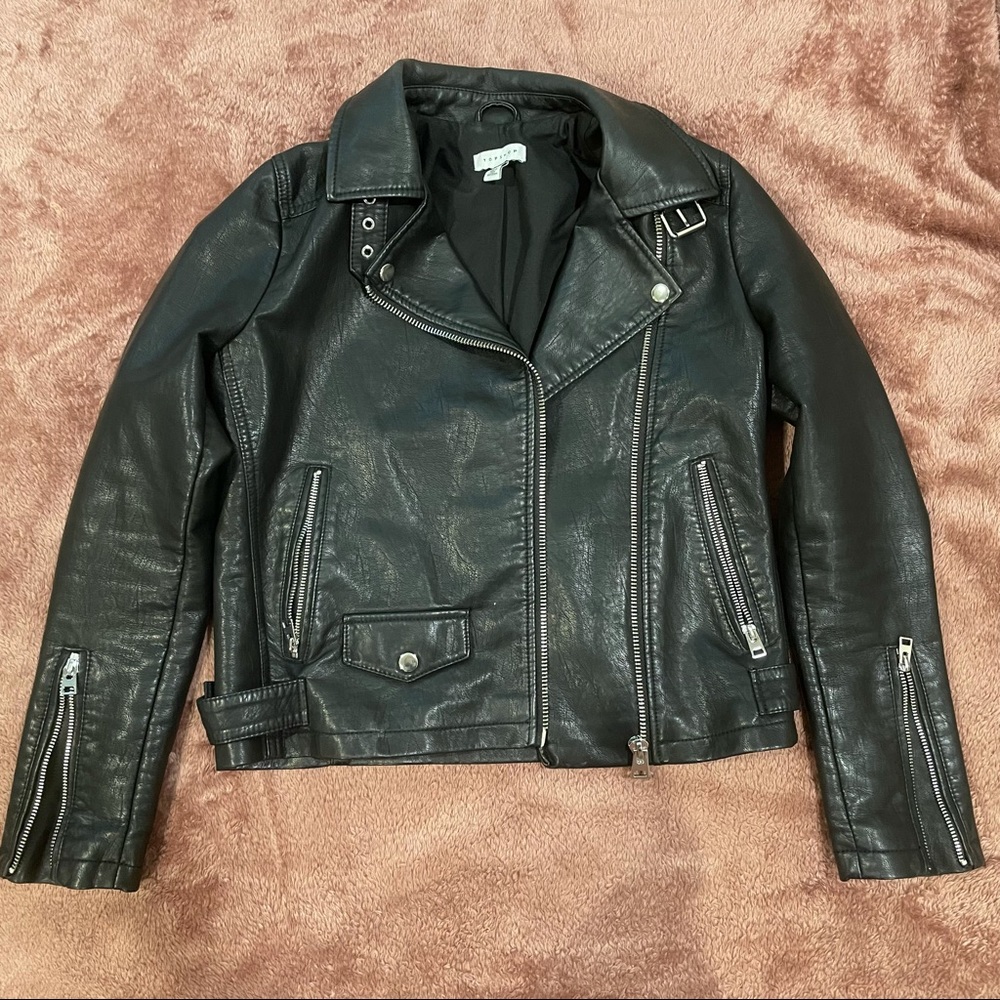 Topshop faux leather biker jacket